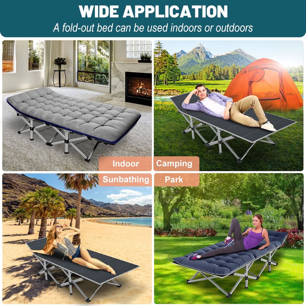 Folding Camping Cot with Mattress & Carry Bag P66701