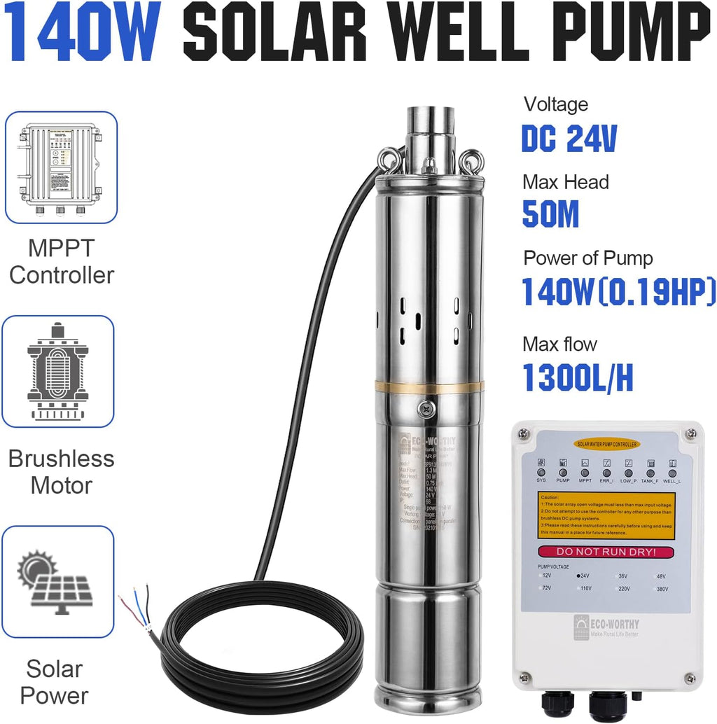 24V 400W Submersible Solar Well Pump Kit E82402
