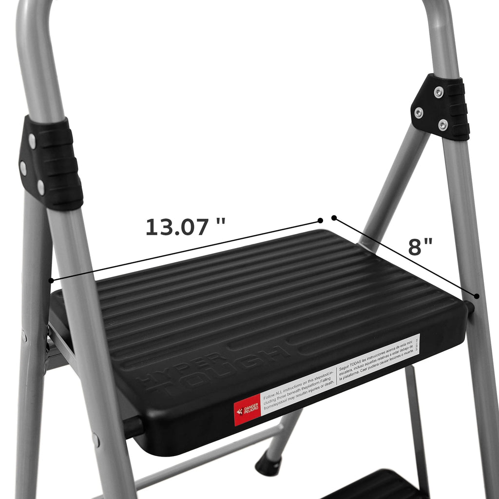 Gray & Black 2-Step Steel Foldable Step Stool I7779