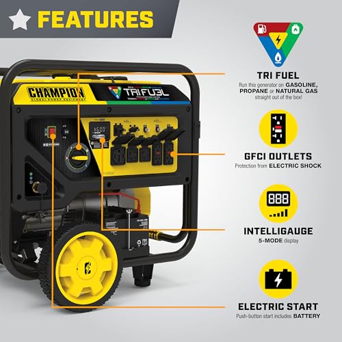 5000-Watt Electric Start Tri Fuel Portable Generator O316