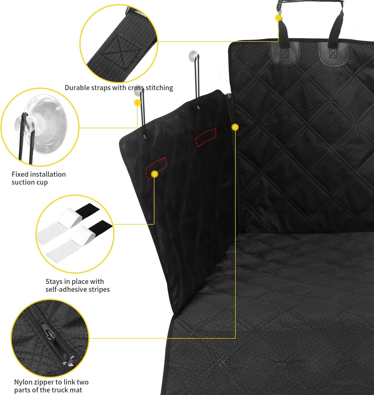 Waterproof Non-Slip Dog Cargo Liner with Side Walls Protector and Bumper Flap Black Pack of 2 T45692