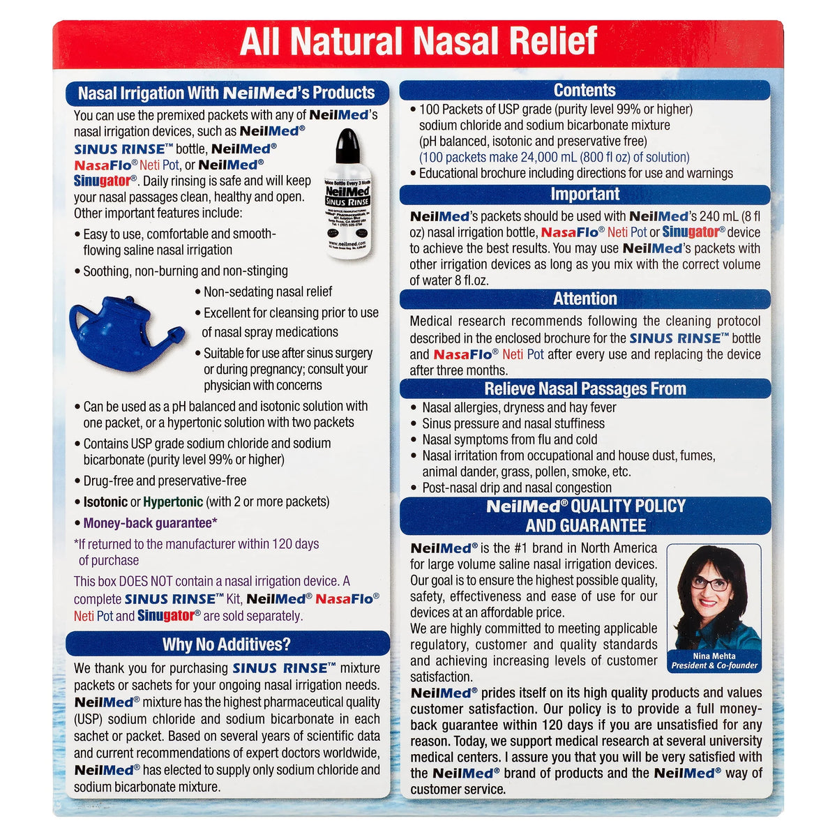 All Natural Sinus Rinse Packets, 50 Count R272039