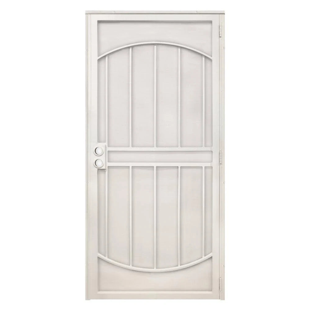 32 in. x 80 in. Navajo White Surface Mount Outswing Steel Security Door with Expanded Metal Screen P427