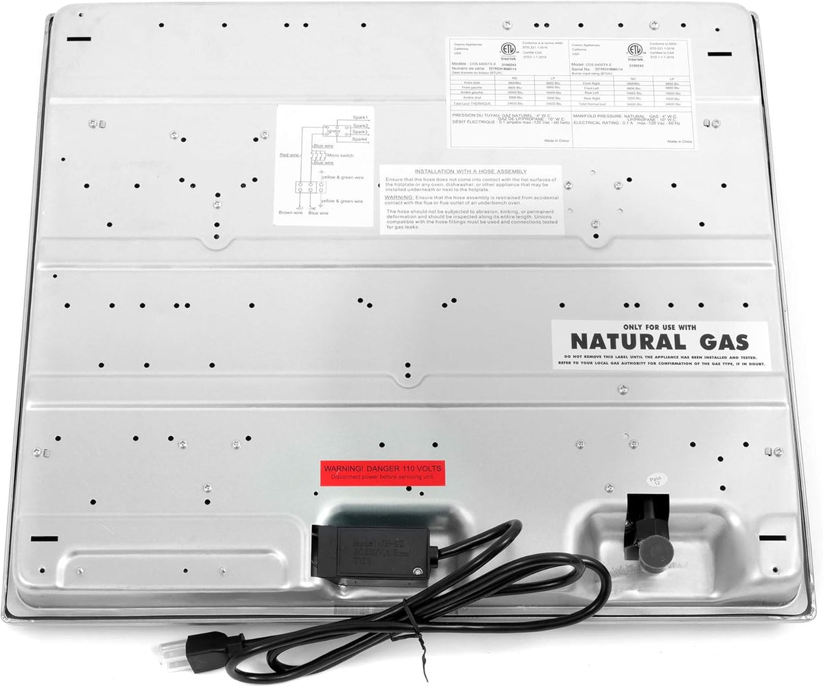 24 Gas Cooktop with 4 Sealed Burners Stainless Steel E689