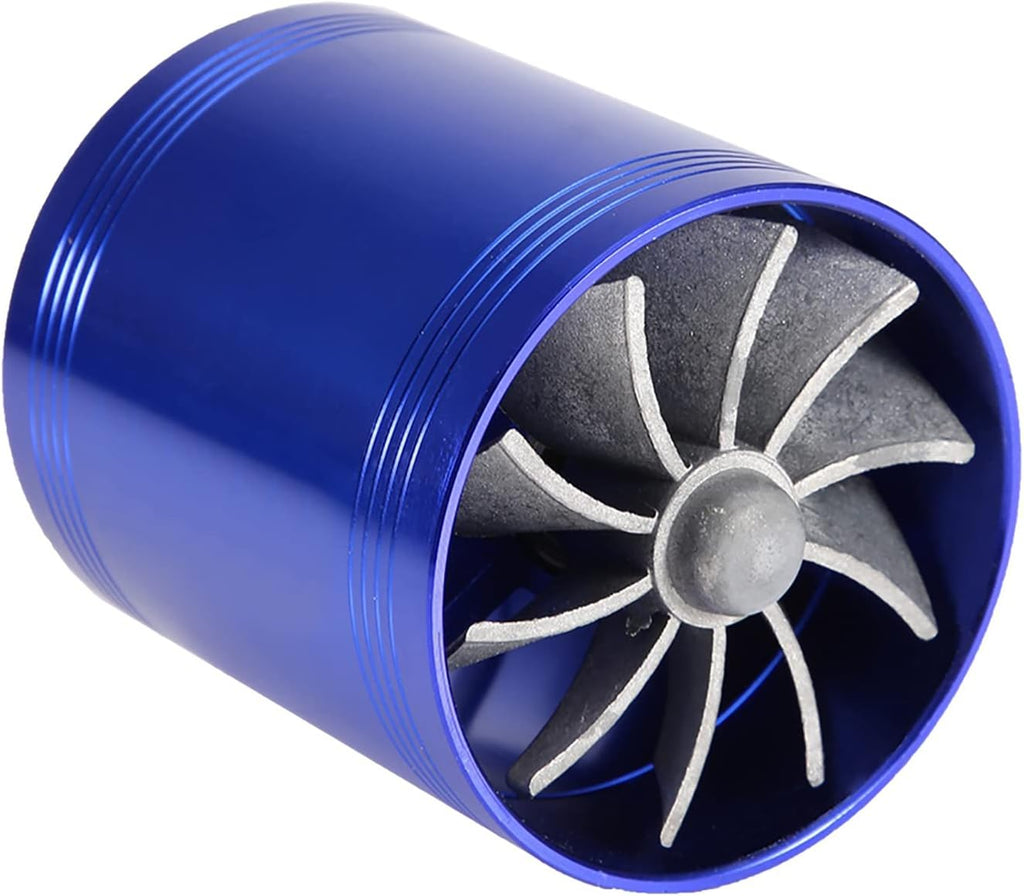 Twin Fan Turbine Car Air Intake Turbocharger Super Gas Fuel Saver Turbo (Blue) W716409