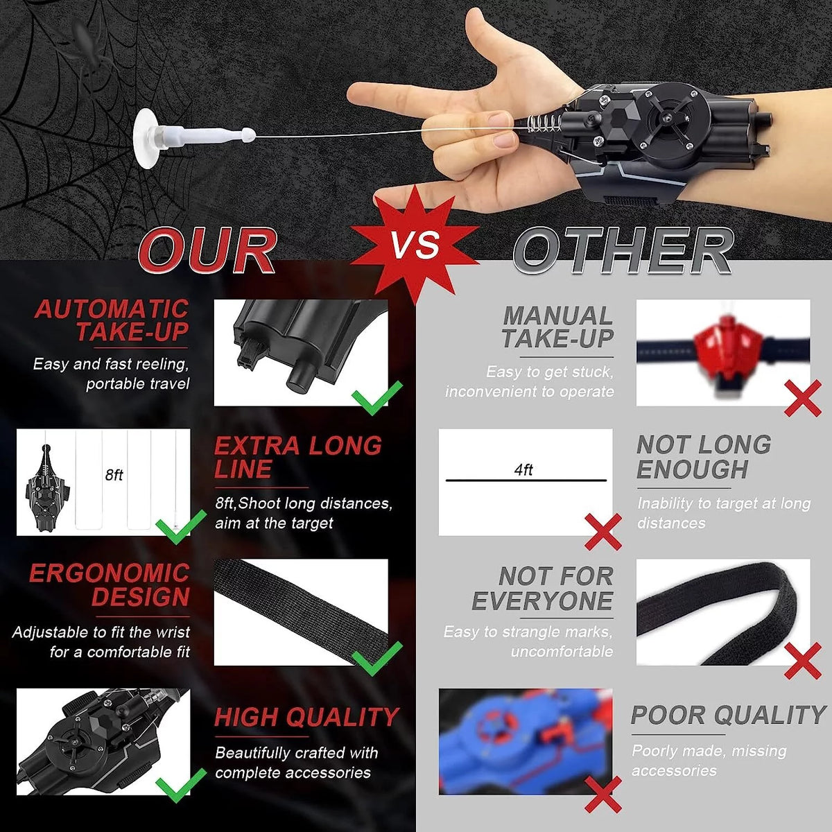 Black Electric Spider String Shooter Toy Y887