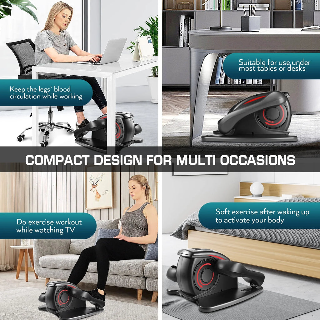 Black Red Under Desk Elliptical Machine D21005
