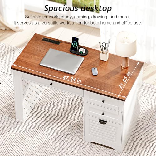 Antique Cream 7 Drawer Computer Desk M34205