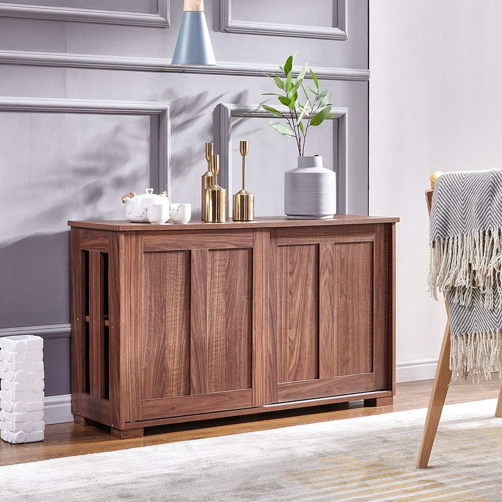 Warm White Kitchen Storage Sideboard with Sliding Door I885