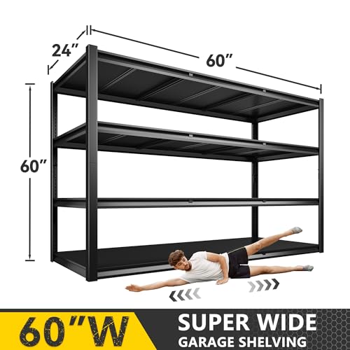 60" W x 24" D x 72" H 5 Tier Heavy Duty Metal Garage Shelving X67513