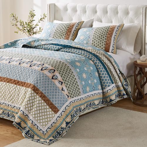 3-Piece Full/Queen Blue Quilted Bedding Set B161