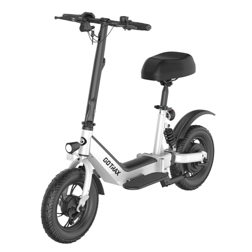 White Electric Scooter with Seat, 12" Pneumatic Tire, 400W Motor H7001