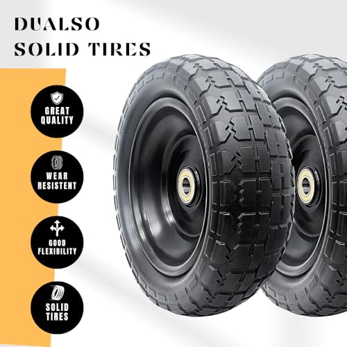 10-Inch Solid Flat Free Replacement Tire and Wheel with 5/8” Axle Bore Hole J9691