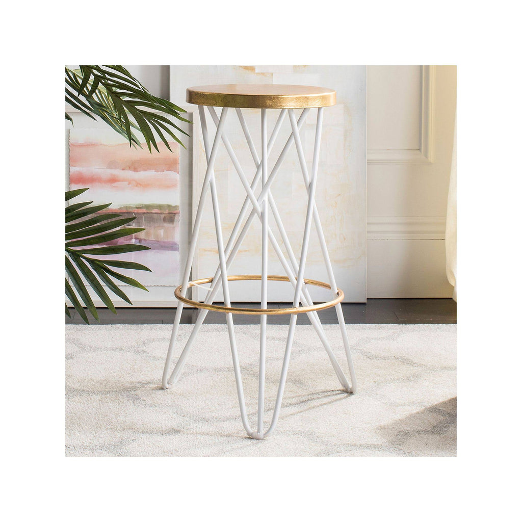 White Gold Leaf Bar Stool Y302