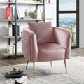 Blush Pink Velvet Barrel Accent Chair with Metal Legs F457