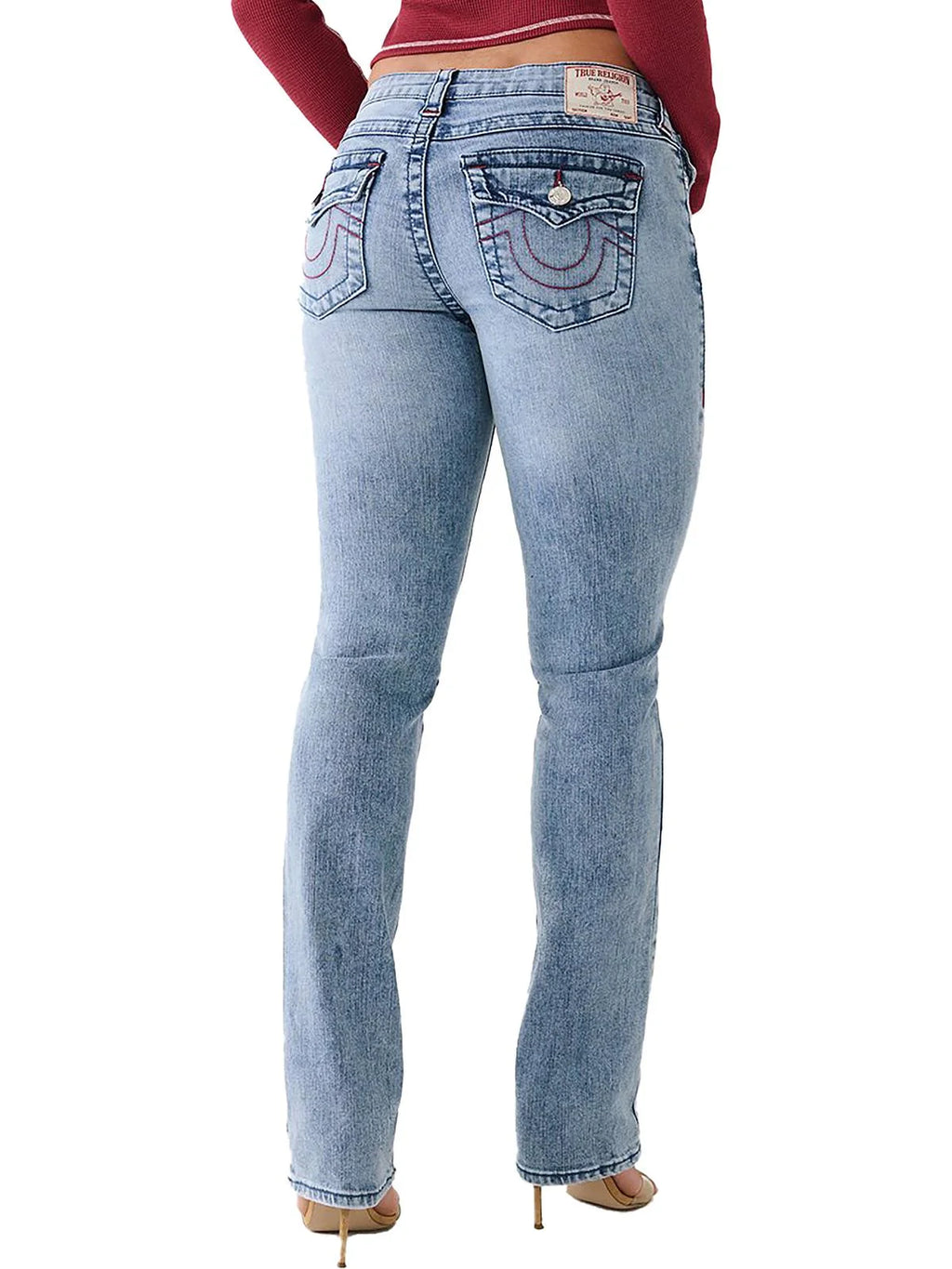 Womens Mid-Rise Stretch Straight Leg Jeans F768519