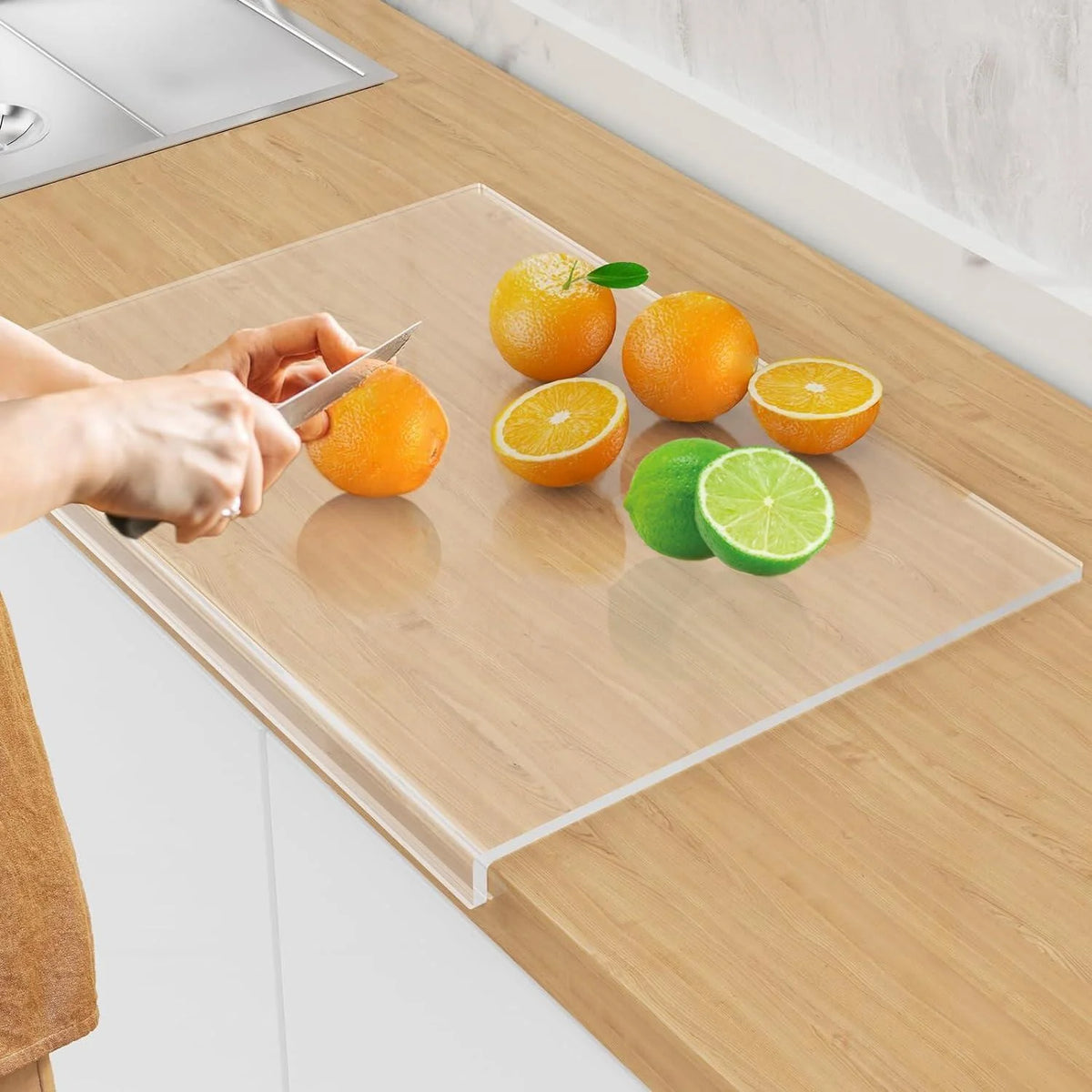 Acrylic Cutting Board with Lip, Transparent 23.6x 17.7in L2465