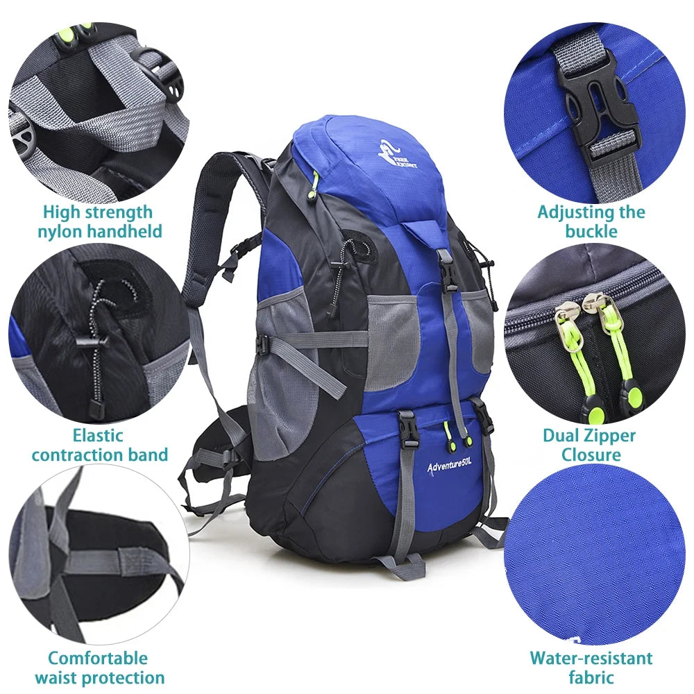 50L Water-resistant Hiking Backpack Daypack T969377