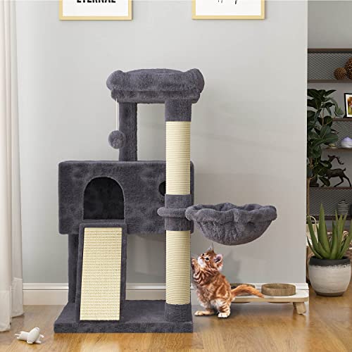 36 Inches Smoky Grey Cat Tree with Hammock C56001