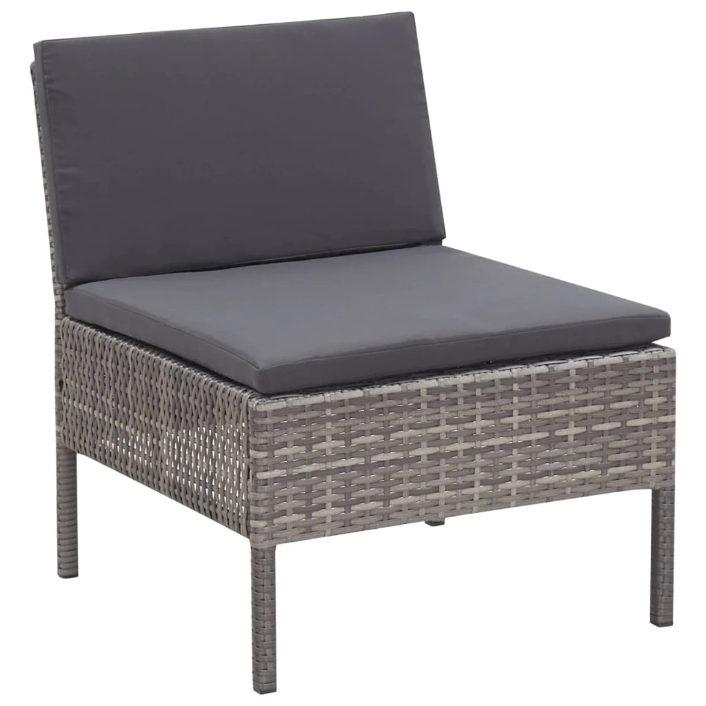 6 Piece Outdoor Conversation Set Gray Poly Rattan Patio Sectional with Coffee Table H605