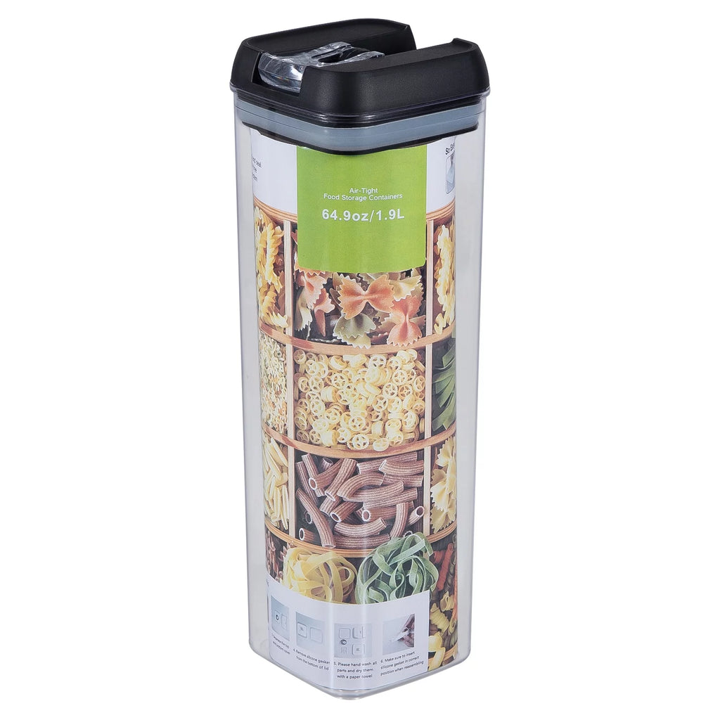 9 Pc Clear Plastic Airtight Food Container Set with Black Lid B429