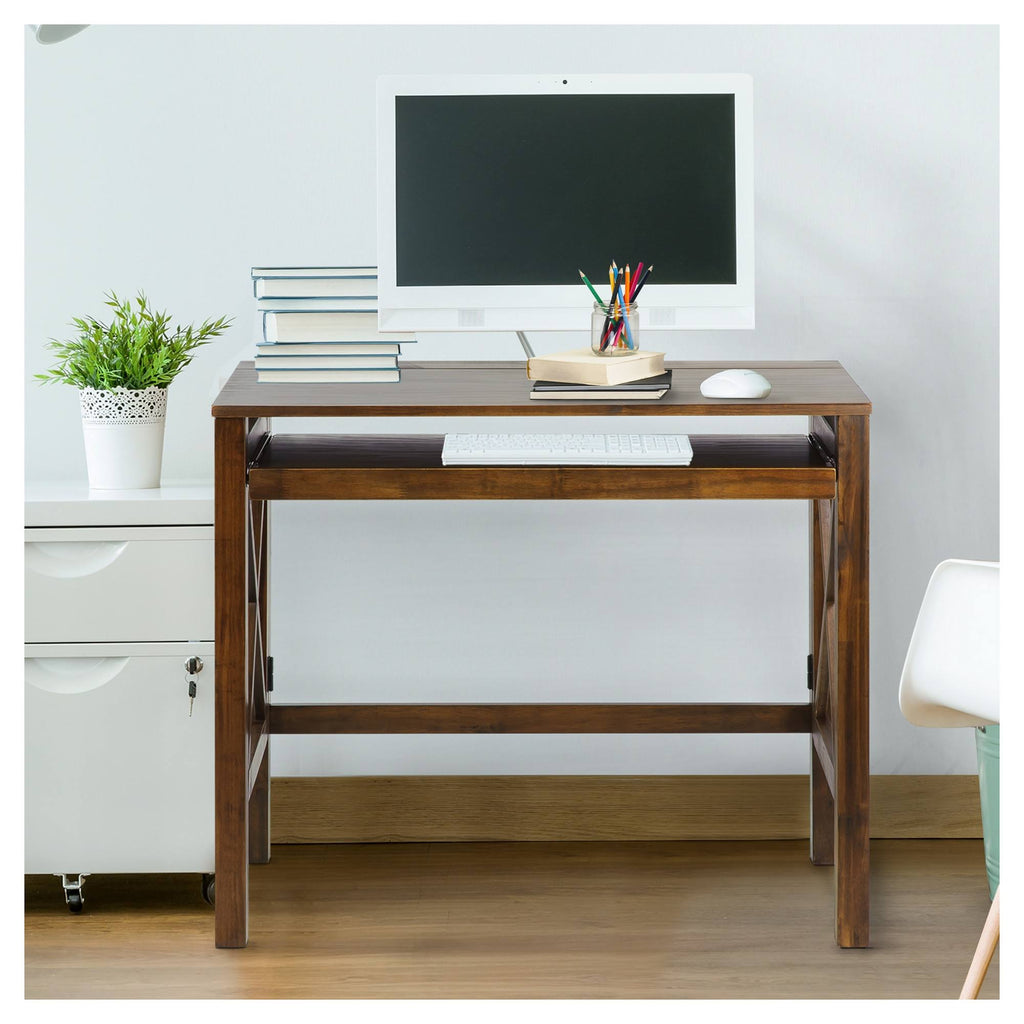 Warm Brown Folding Desk with Pull Out N262
