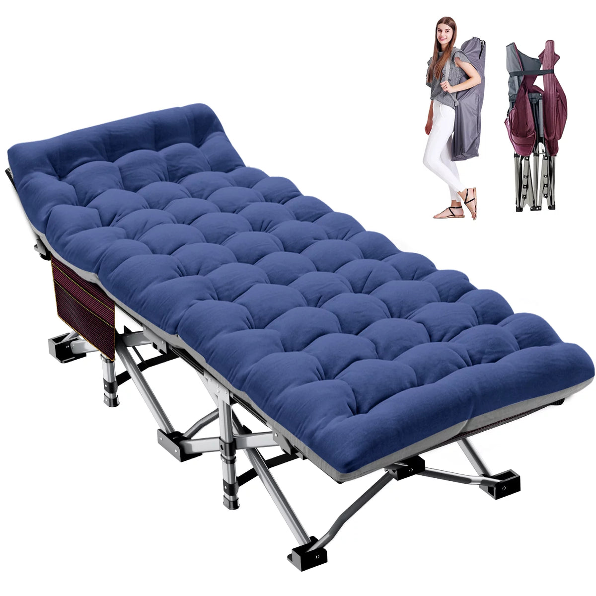 Folding Camping Cot with Mattress & Carry Bag P66701