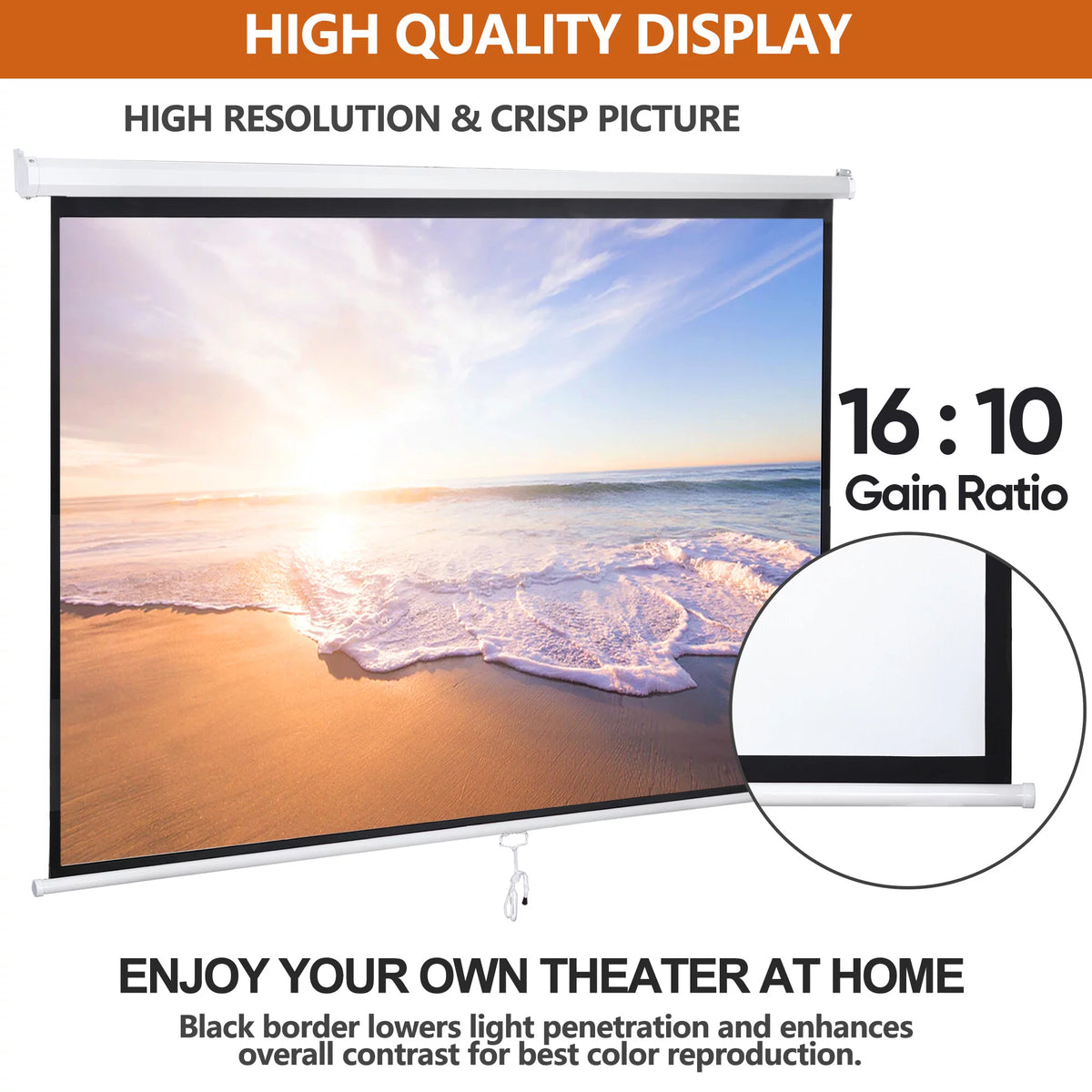100 inch 16:10 HD 4K Projector Screen D865844