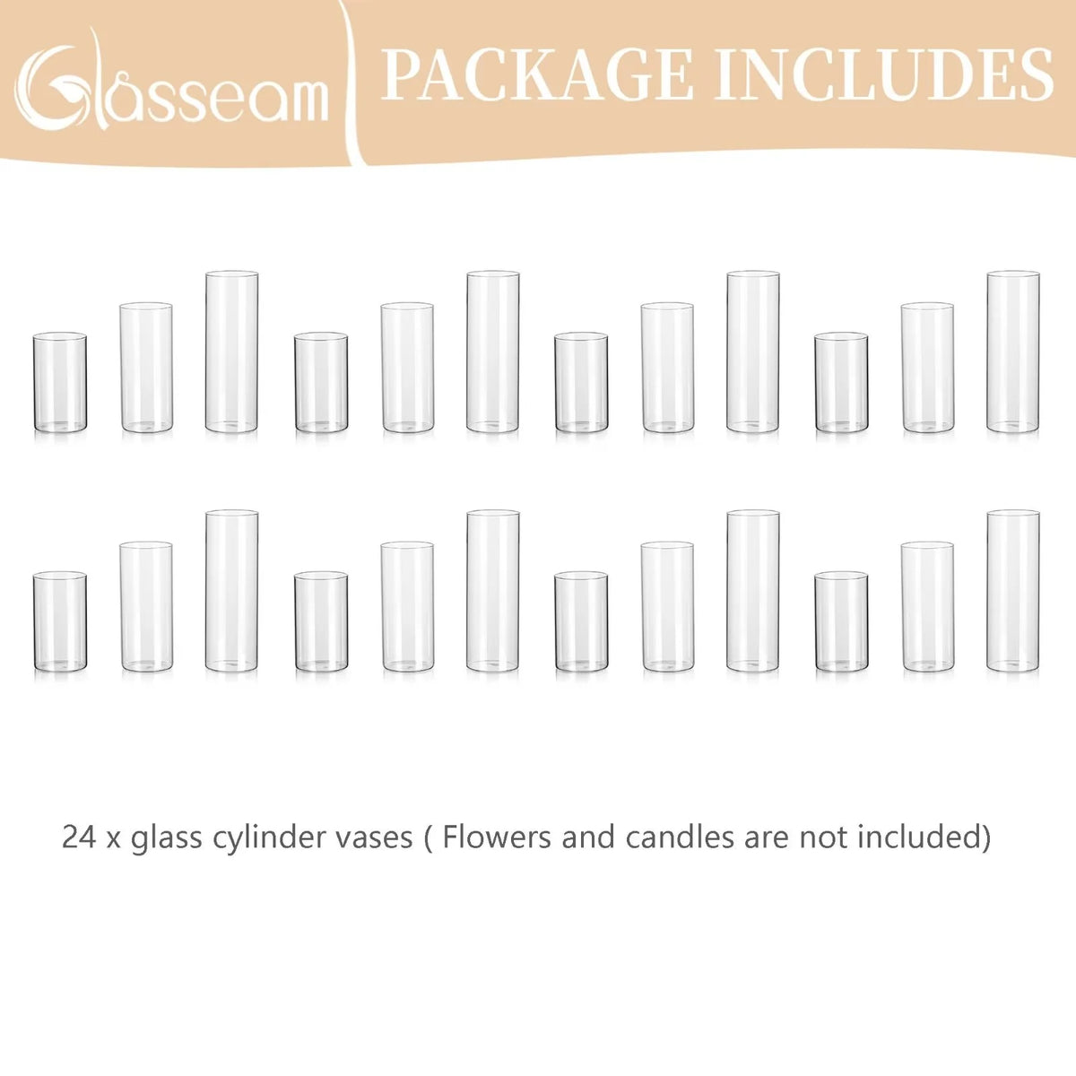 Glass Cylinder Vase Set of 24 U976