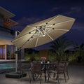 Grey 12ft Solar Powered LED Cantilever Patio Umbrella O250452