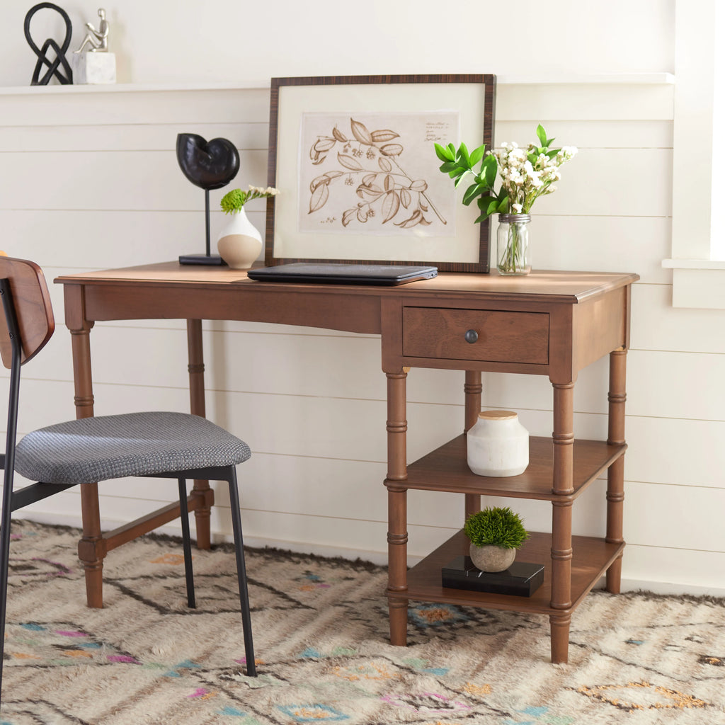 Brown Wood 1-Drawer Writing Desk E818568