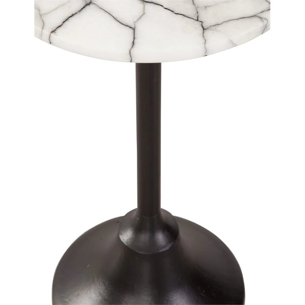 Matte Black Metal and Marble Accent Table D33964