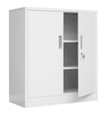 Black 36.2" H Metal Storage Cabinet with Shelves and Doors R434