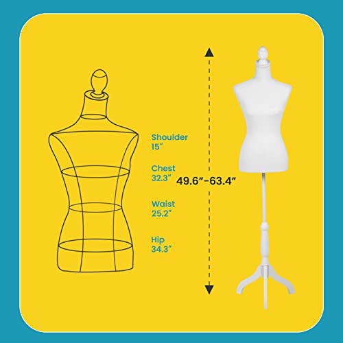 White Height Adjustable Dress Form K356