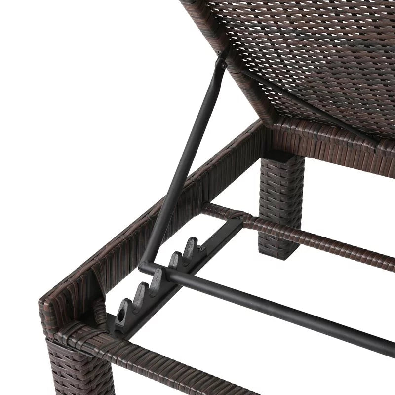 MultiBrown Wicker Chaise Lounge with Orange Cushion K5178