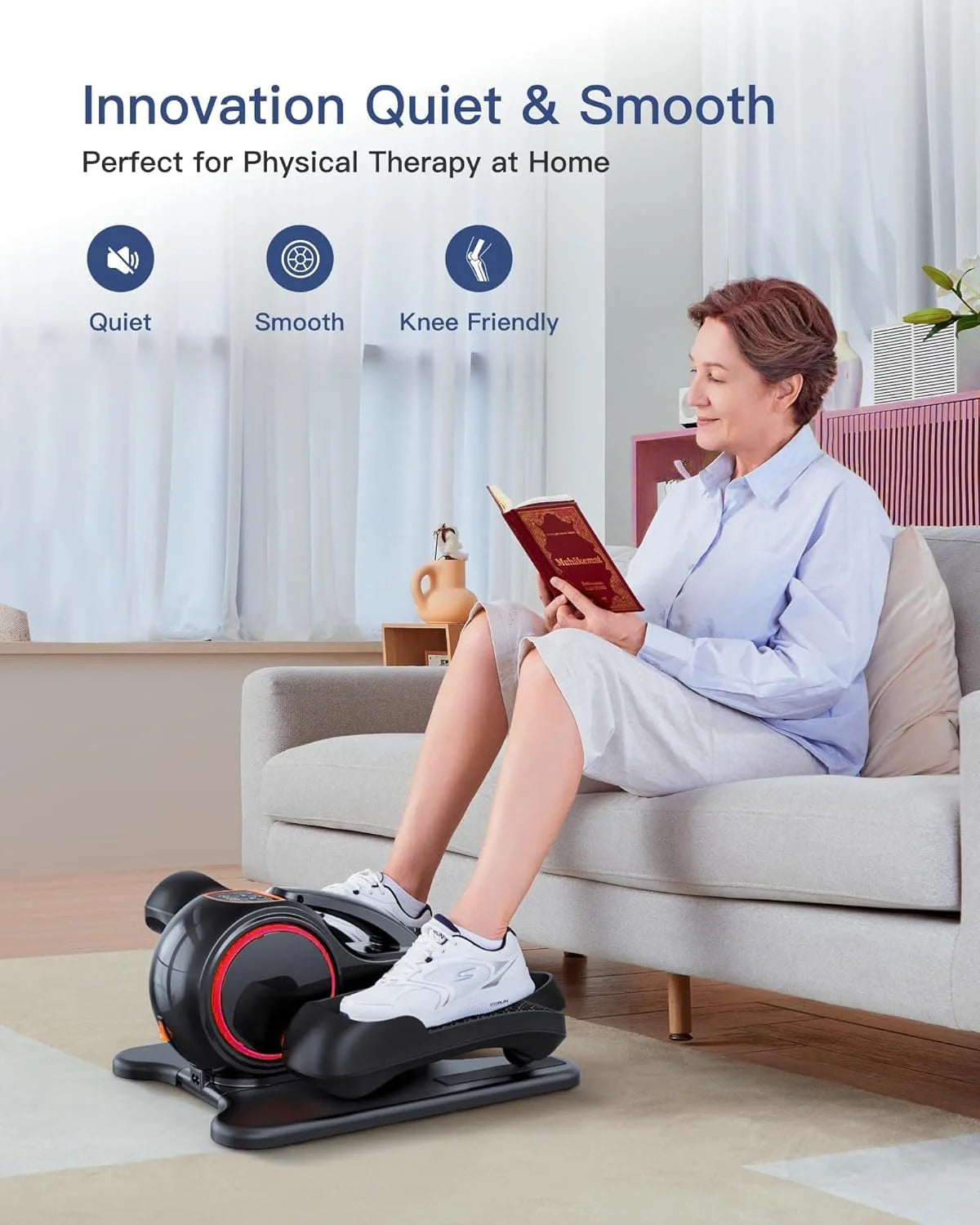 Under Desk Elliptical with Remote Control & Non-Slip Pedals J510880