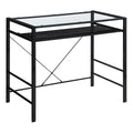 Computer Desk with Clear Tempered Glass Top and Black Metal Frame K609