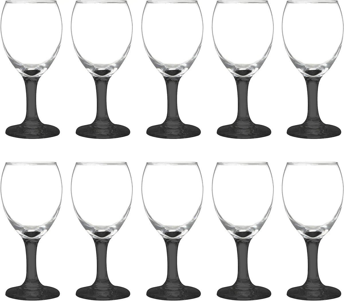 Black 8.5 Oz Wine Glasses Set S1715