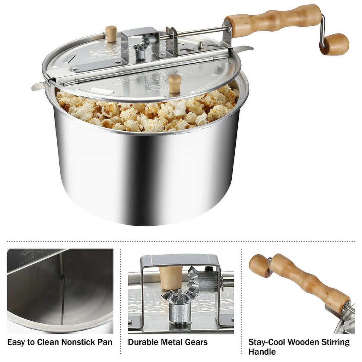 6-Quart Aluminum Stovetop Popcorn Maker L933