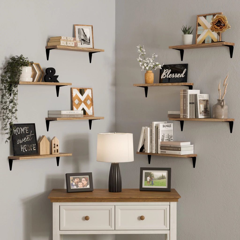 Set of 8 Black Floating Shelves A691845