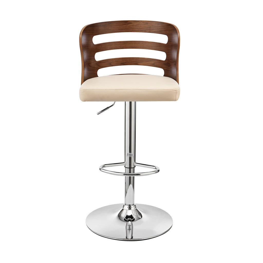 Cream Upholstered Chrome Base Adjustable Swivel Bar Stool X241027