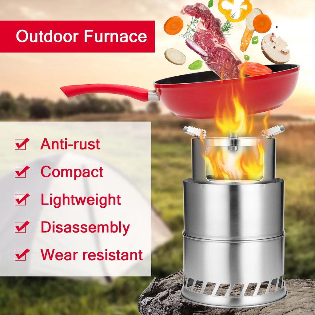 Outdoor Furnace Windproof Stainless Steel Portable Wood Stoves M5396