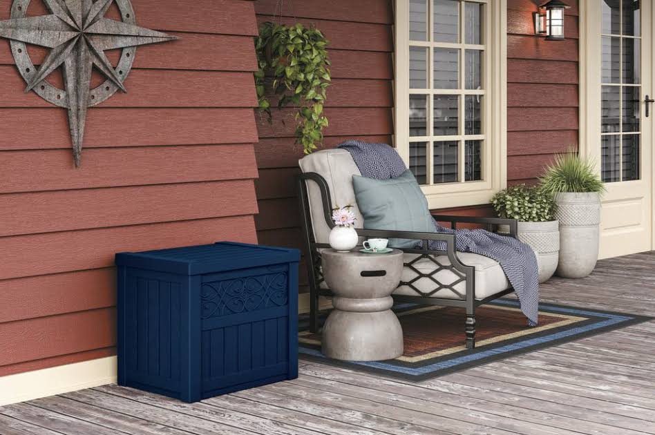 Navy Blue 22 gal. Resin Deck Box Z12411