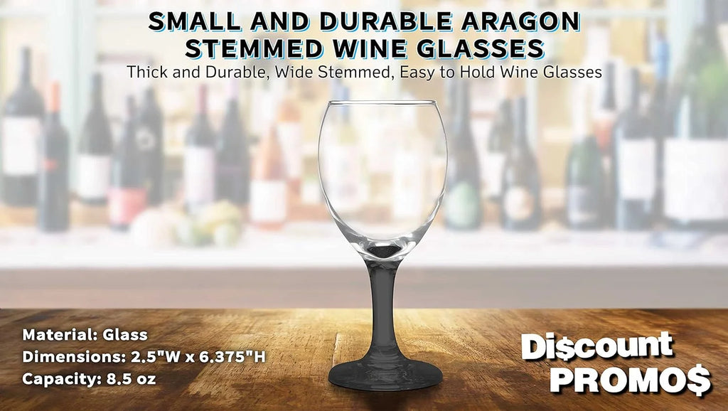 Black 8.5 Oz Wine Glasses Set S1715