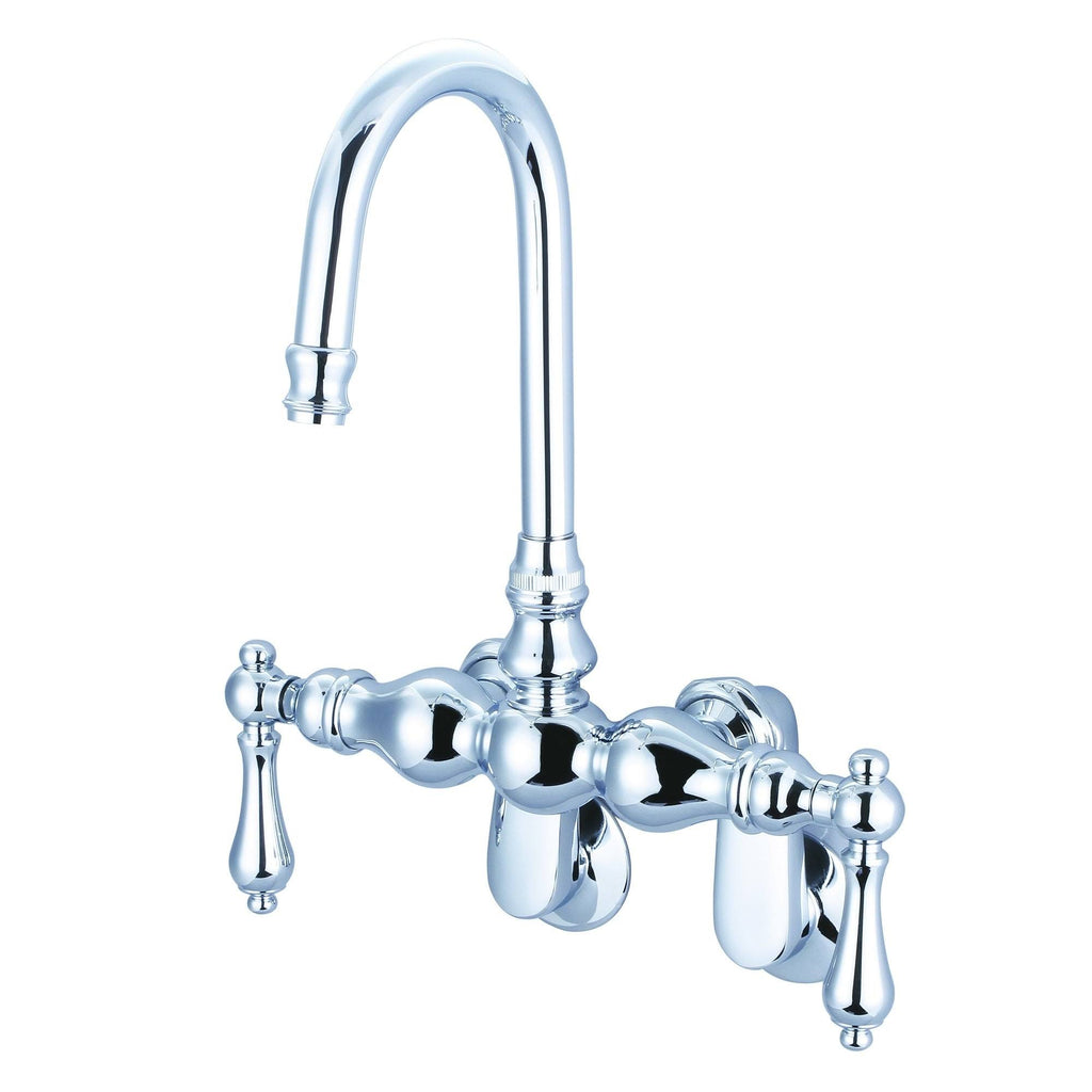 Chrome Adjustable Spread Wall Mount Tub Faucet with Gooseneck Spout V257