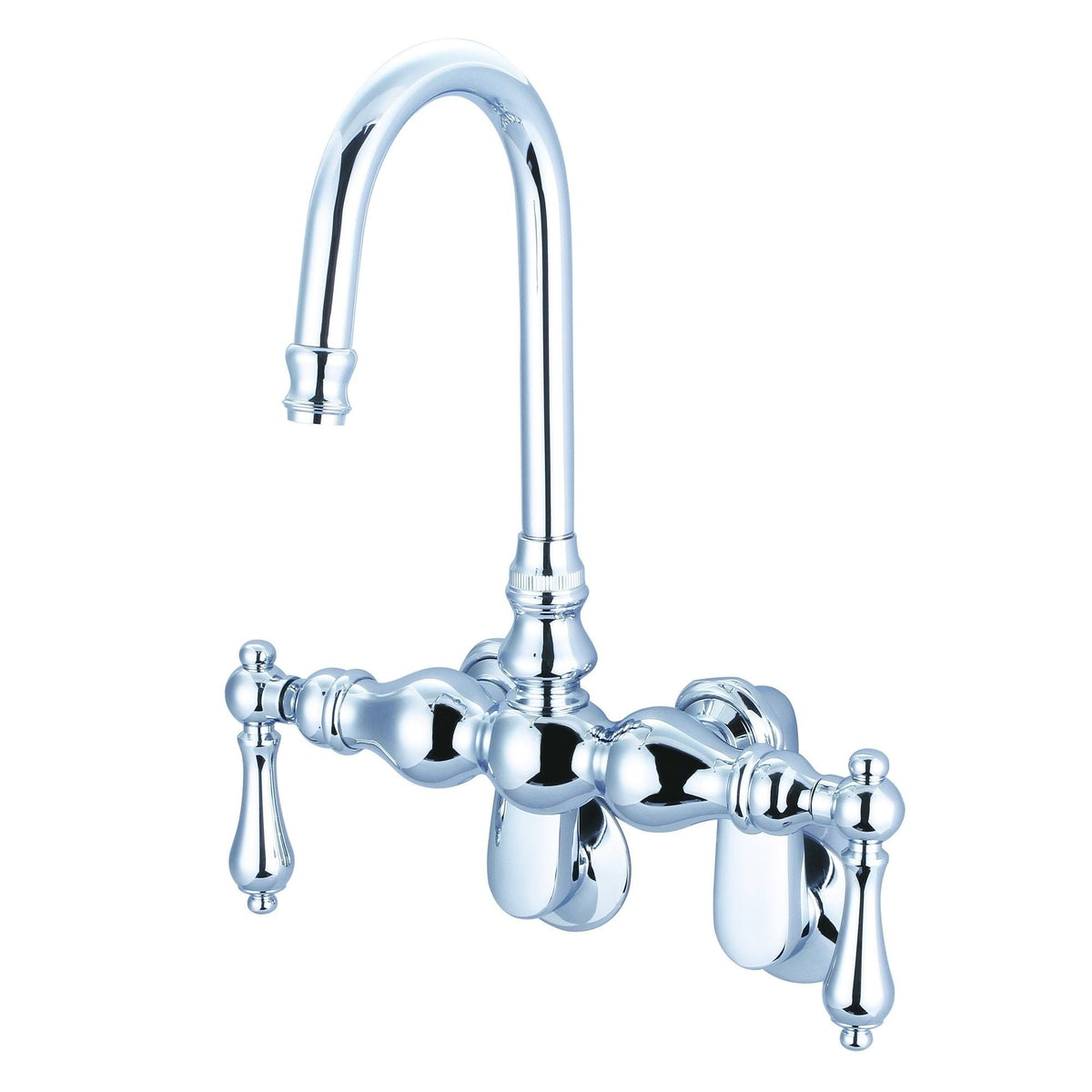 Chrome Adjustable Spread Wall Mount Tub Faucet with Gooseneck Spout V257