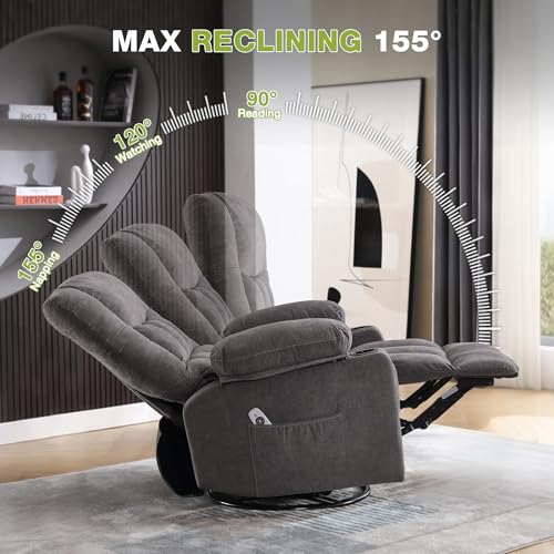 Oversized Swivel Rocker Recliner Chair with Massage and Heat C985276