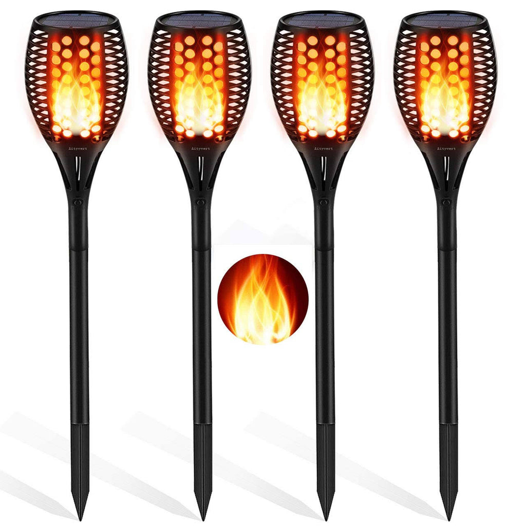 Solar Torch Lights Waterproof Flickering Flame Torches X490