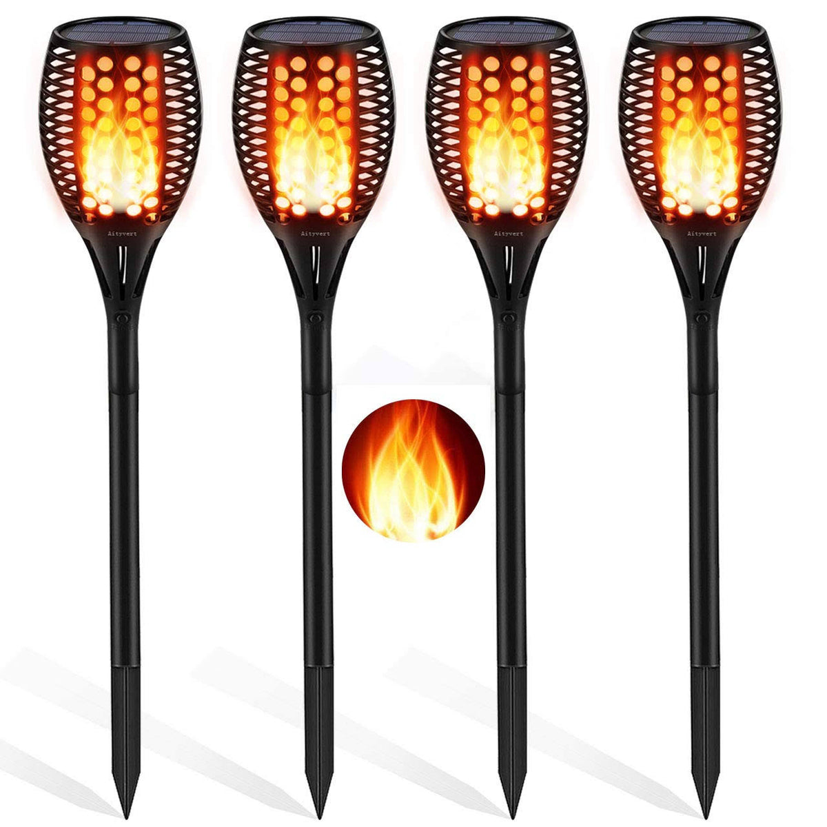 Solar Torch Lights Waterproof Flickering Flame Torches X490