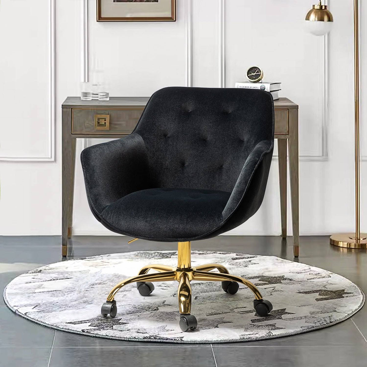 Black Swivel Task Chair with Tufted Back D230
